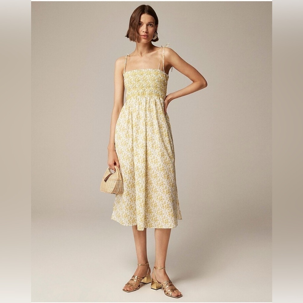 J. Crew Paloma Yellow Floral Dress - Made with Liberty Fabric